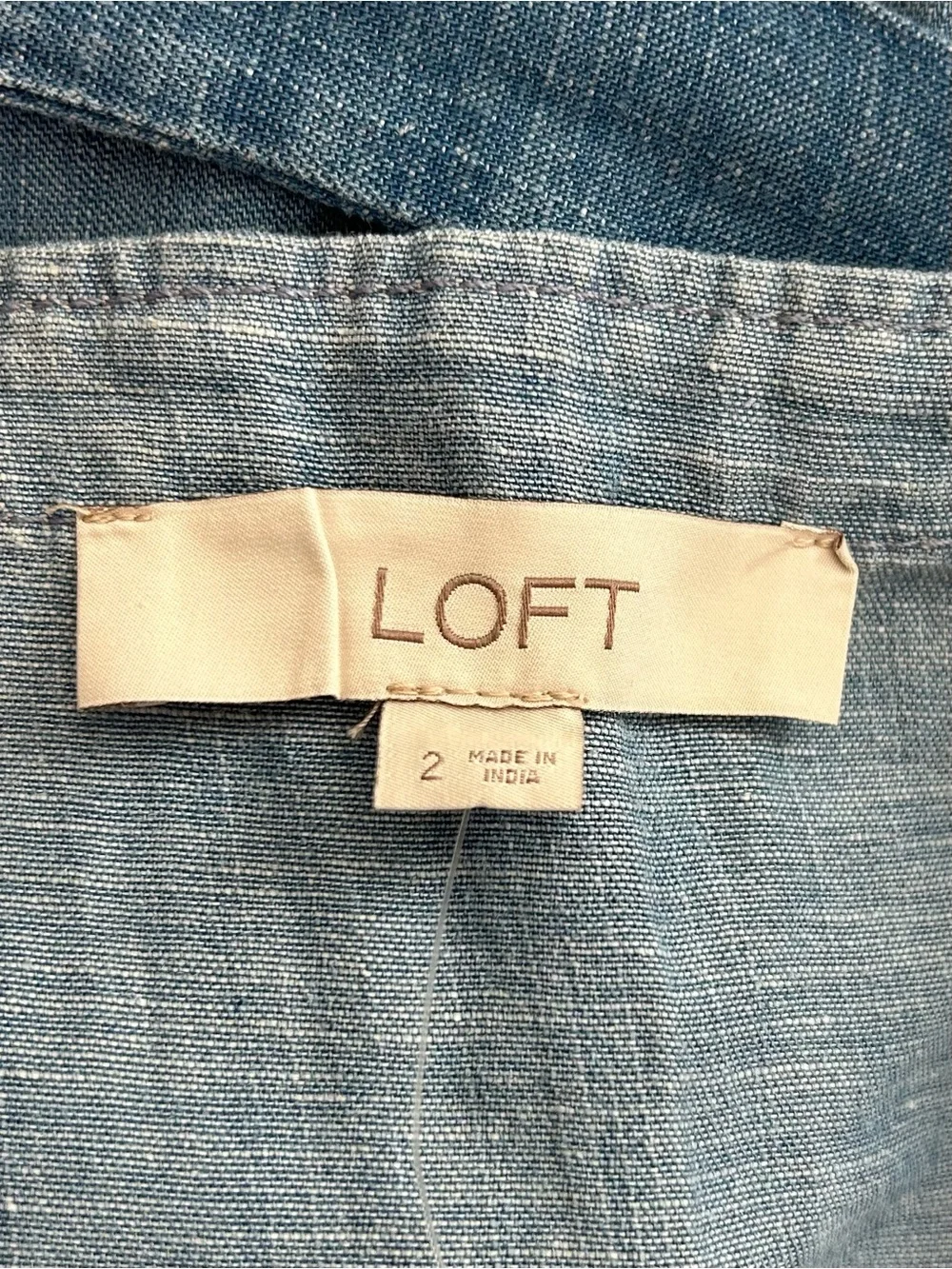 LOFT Belted Sleeveless Wide Leg Chambray Strappy Jumpsuit Women’s SZ 2 in blue